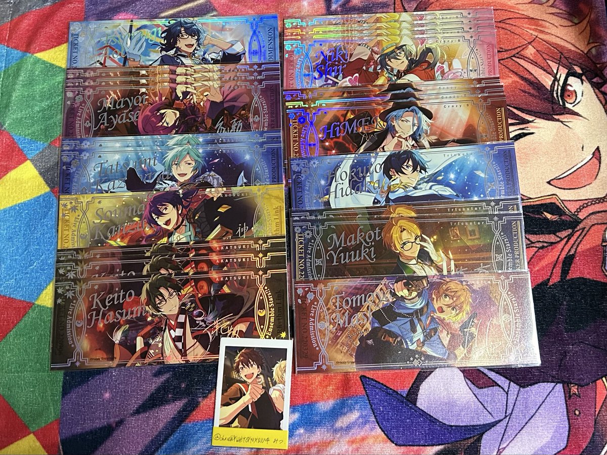 chxuaYweTQNXhU4's tweet photo. 【譲渡】あんスタ オーロラ チケット

譲 ： ゆうた ひなた アドニス 弓弦 渉 茨 鉄虎 司 斑 燐音 光 ジュン 一彩 英智 零 こはく つむぎ マヨイ 巽 颯馬 敬人 ニキ HiMERU 北斗 真 友也 忍 翠 嵐 凪砂 みか 夏目 レオ

求 ： 250円＋送料

3枚～
1部抱き合わせあり https://t.co/oKNyWOkGnL