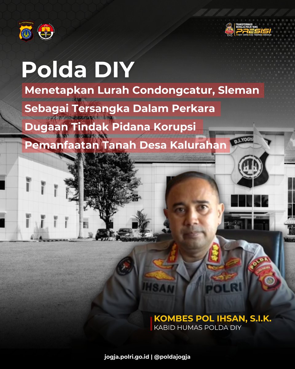 PoldaJogja's tweet photo. Lurah Condongcatur, Depok, Sleman diduga telah menyewakan tanah kas kalurahan tanpa izin dari Gubernur DIY dan tanpa menggunakan penilai publik. Sehingga bertentangan dengan Pergub DIY No. 34 Tahun 2017 tentang Pemanfaatan Tanah Desa.

#TanahKasDesa #Condongcatur https://t.co/BsAM1FF6RH