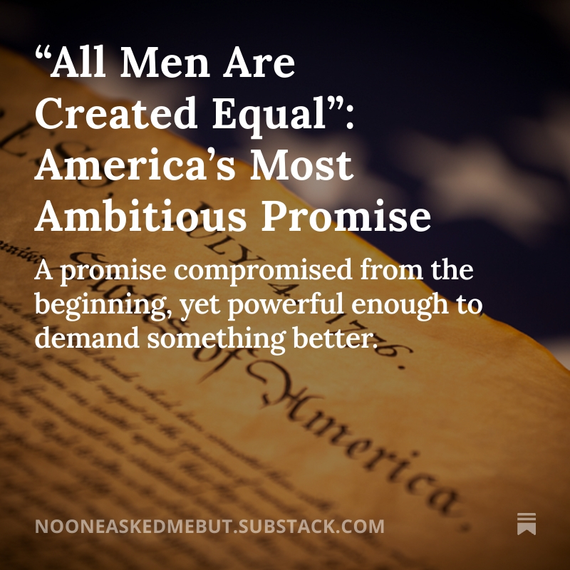 davepetri's tweet photo. My second piece in the “Out of Many, One” series explores the Declaration’s most ambitious promise: equality. Not as America existed in 1776, but as the benchmark every generation has been forced to confront.
https://t.co/76bLpmr0op https://t.co/QrfycBOpL8