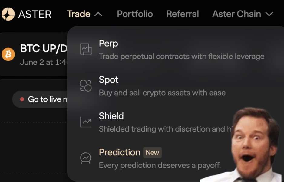 Unexpecteditem9's tweet photo. Did @Aster_DEX just sneakily drop prediction markets??  BIG https://t.co/UZ75jCcGck
