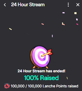 CamalancheTV's tweet photo. Well... looks like we're running the 24 Hour Stream back 😅

You lot actually hit the 100,000 Lanche Points goal.

More details soon 👀 https://t.co/pLOvMo23Jf