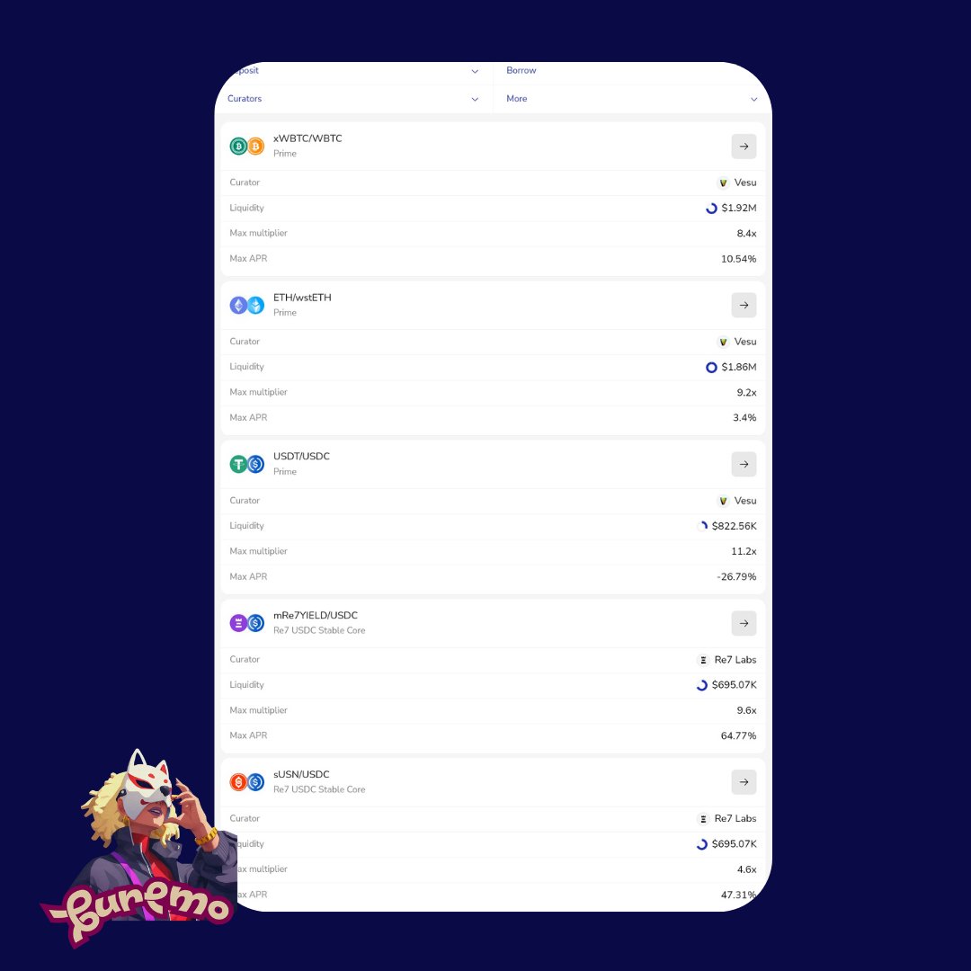 Buremo_irede's tweet photo. Here are a few ways to put your liquidity to work on Starknet:

1. Use yield strategies on @trovesfi
https://t.co/BR9BlnZ9qt

2. Explore DeFi earning opportunities on @endurfi
https://t.co/Y0zKxLVo0A

3. Use @vesuxyz 's Multiplier to amplify your positions
https://t.co/5udd0LulnZ

Keep your assets working. Stay locked in on Starknet.

#DYOR #NFA