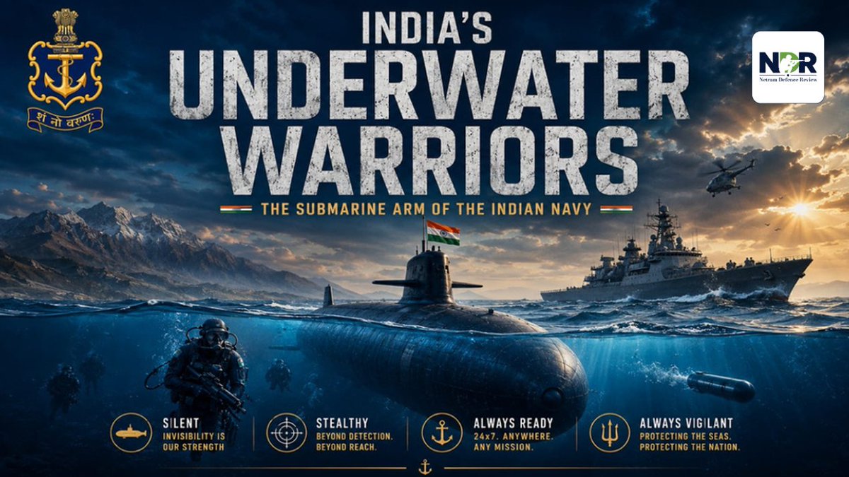 NetramDefence's tweet photo. THREAD 🧵
India's Underwater Warriors: The Submarine Arm of the Indian Navy 

Submarines are among the most complex and powerful weapons ever built. Operating silently beneath the ocean's surface, they provide stealth, deterrence, intelligence, and strike capability. 

Here's a deep dive into India's submarine fleet. 👇

@indiannavy @SpokespersonMoD @IndiannavyMedia @IN_WNC @IN_HQENC @IN_HQSNC @IN_HQSNC @IN_HQMNA  @IN_WesternFleet @IN_EasternFleet @DefenceMinIndia @HQ_IDS_India 

1/13