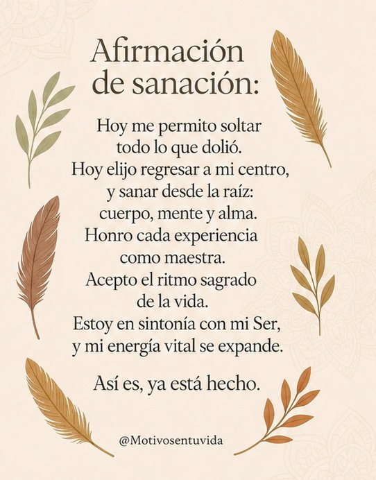 Motivosentuvida's tweet photo. 🙏🏻🙏🏻Afirmación de sanación. 🙏🏻🙏🏻
#BuenosDías 
#BuenosDíasATodos 
#Frases 
#Martes 
#Amén https://t.co/HlcCITZKfL
