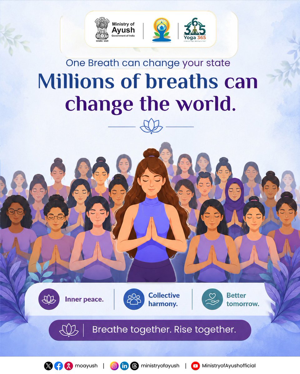 DSCDharampur's tweet photo. Every breath has the power to create change. When individuals find stillness within, it inspires harmony beyond themselves. From inner peace to collective well-being, Yoga reminds us that transformation begins with a single mindful breath.
#Yoga365 #ChooseBalance #ChoosePeace https://t.co/9UuTr0hpeo