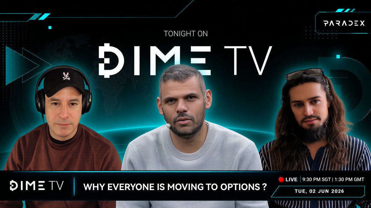 paradex's tweet photo. How Paradex is becoming a home for all options traders in crypto

Hosted by: @FBChaiTrading &amp; @cissora 
Featuring: @fiddybps1

+ Saylor selling BTC
+ VTFs
+ $HYPE options
+ DIME Terminal &amp; aggregated market intelligence

Today 21:30 SGT | 09:30 ET https://t.co/ldk4j44kpo