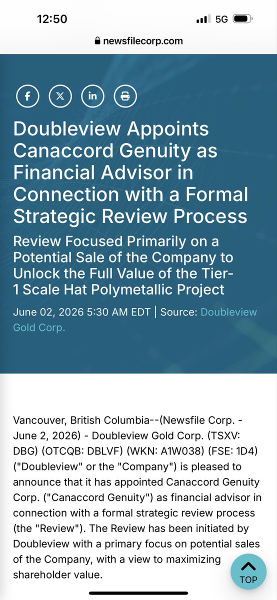 Flight_Useful's tweet photo. $dbg.v 

Doubleview Gold 
A significant news day today. 

https://t.co/qxglIbnzmF https://t.co/55NNjQ7a4u