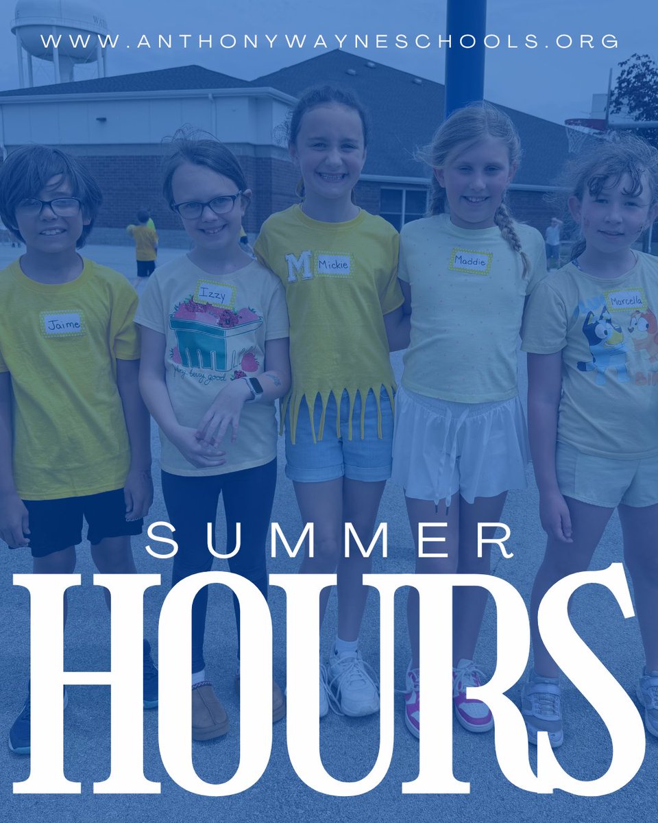 awgenerals's tweet photo. Summer break is here and we are operating on an amended schedule. 

Please refer to the District website for a building-by-building calendar of open dates and times.

https://t.co/CyugSEHBRZ https://t.co/KRpKrnFqnq