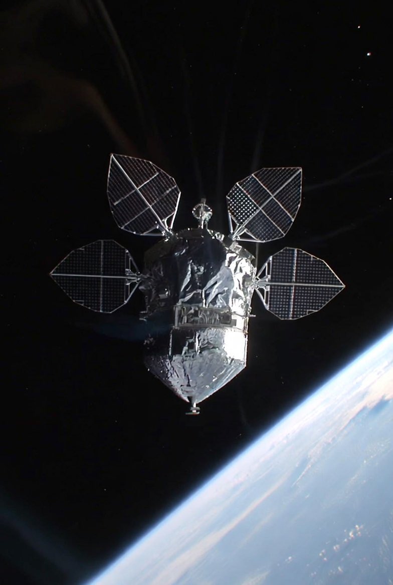 spaces_inside's tweet photo. Grok Imagine prompt:

Create an image of a space craft shaped like an acorn with the leafs being solar panels https://t.co/H5sm2NdpYT