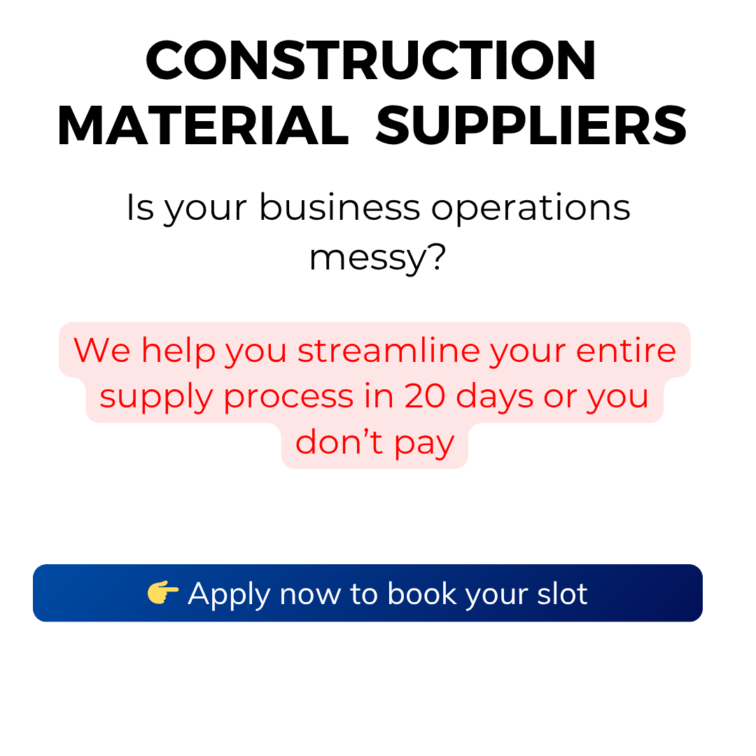 supplyroute_'s tweet photo. Still running your construction supply business on WhatsApp, calls, and spreadsheets?

Every missed order, delayed delivery, and payment follow-up costs you time and profit.

We help construction material suppliers streamline their entire operation in just 20 days - or you don't https://t.co/2IpZIsAyLc