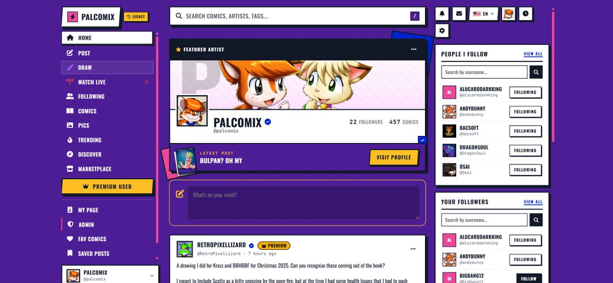 TheRealPalcomix's tweet photo. The new @Palcomix is live. 🔞🎨 Post art. Follow artists. Read comics. Watch them draw LIVE.Human-made only — no AI slop. Join free → https://t.co/Yr9WbjoPYa https://t.co/O823JrTb8W
