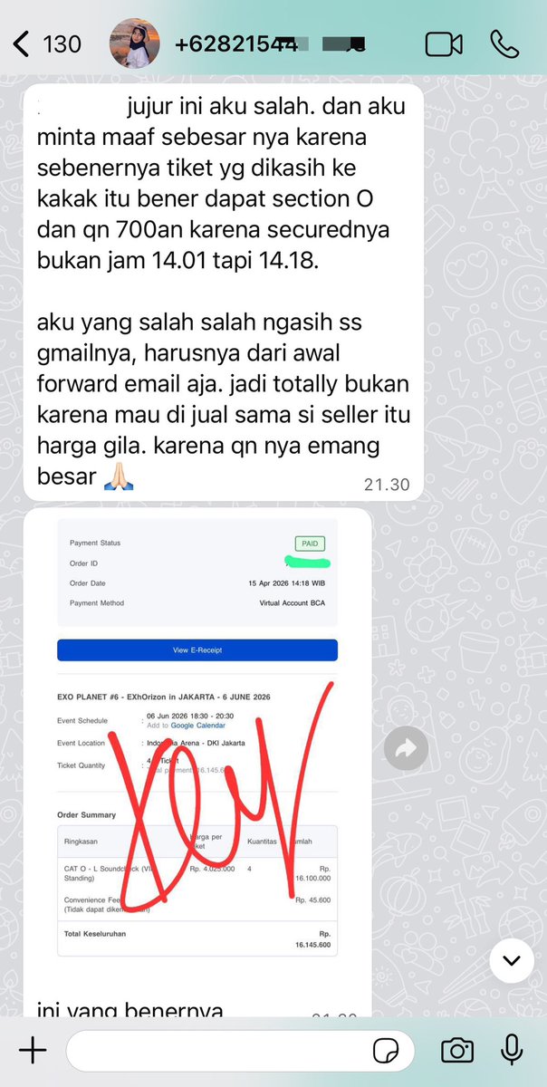 odelynlife's tweet photo. najis banget di awal waktu wts bilangnya secured di jam 14.01 tp setelah qn keluar ternyata dapet qn 700an!! awalnya bilang salah paham sama si pemilik tiket,plot twistnya...ternyata akhirnya dia ngaku kalo dia bohong WKWK https://t.co/m5u0k8I37q