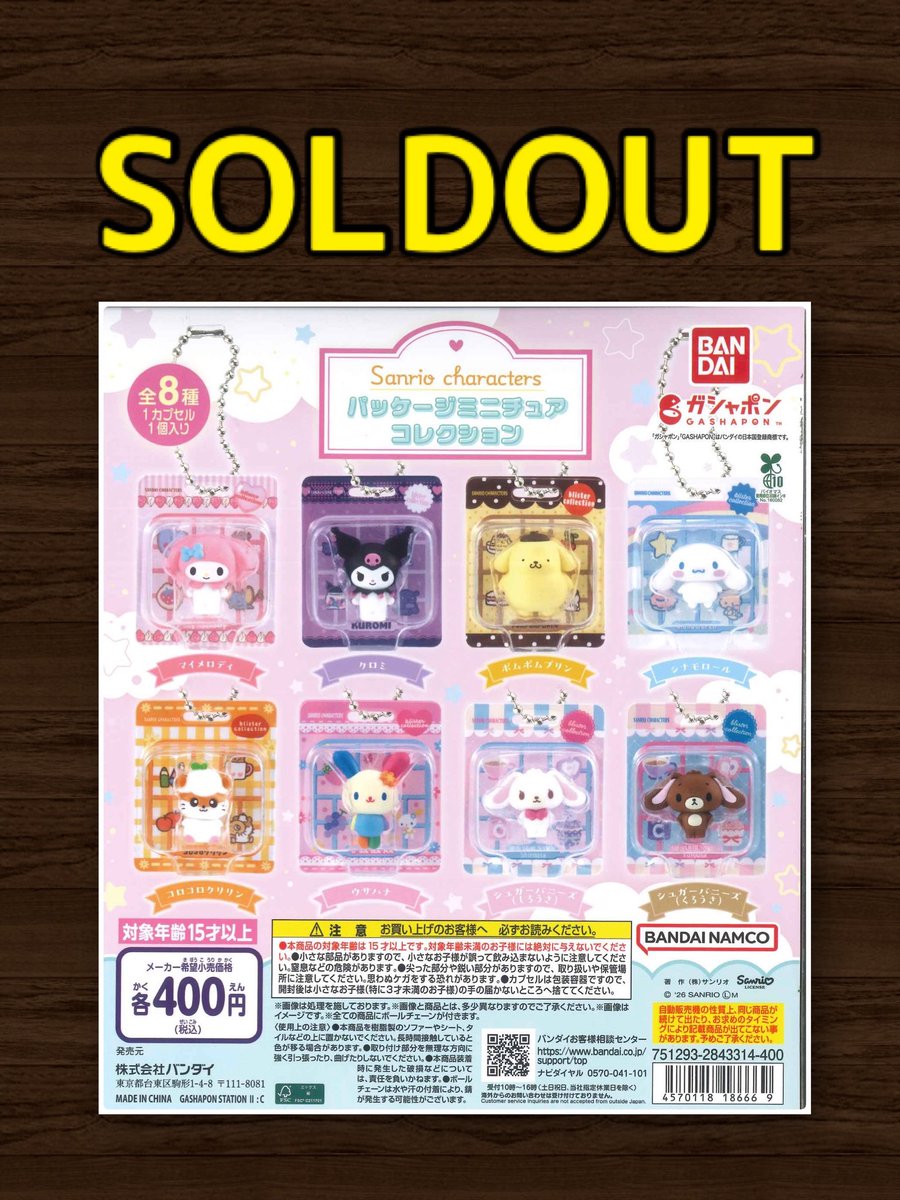 ⚠️完売情報⚠️ 📌 サンリオキャラクターズ パッケージミニチュア