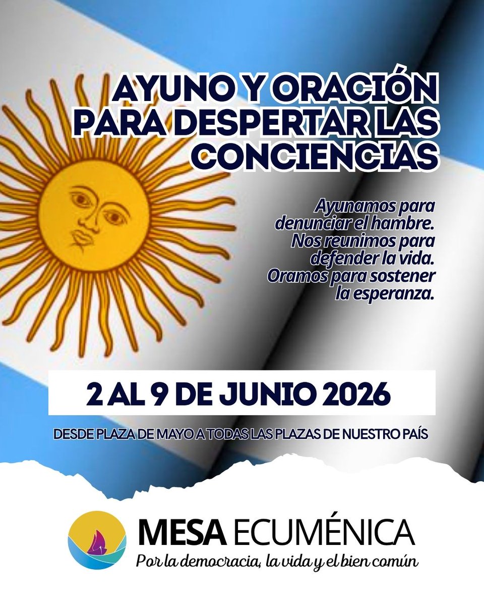 Resistentesarg's tweet photo. Ayuno contra el hambre 
.
El país está sumido en el hambre. La inmensa mayoría no llega a fin de mes. Millones se endeudan para comer. Sumamos a la convocatoria de la mesa ecuménica por el plato de comida, denunciar el hambre que recorre la Argentina y que se vaya Milei! https://t.co/kkoQPmrU6A