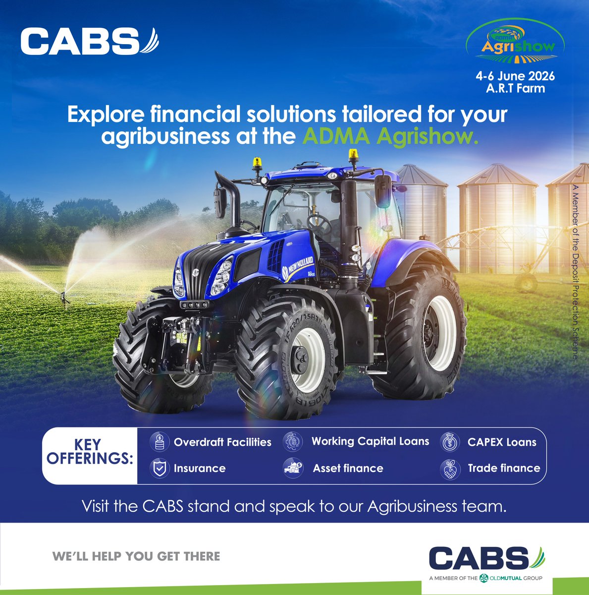 CabsZimbabwe's tweet photo. See you at the ADMA Agrishow from 4–6 June!

Visit the CABS stand and engage with our Agribusiness team on financial solutions designed to support your agribusiness.

We look forward to interacting with you throughout the show.

#CABS #ADMAAgrishow #Agribusiness https://t.co/o4GSMzBR9E