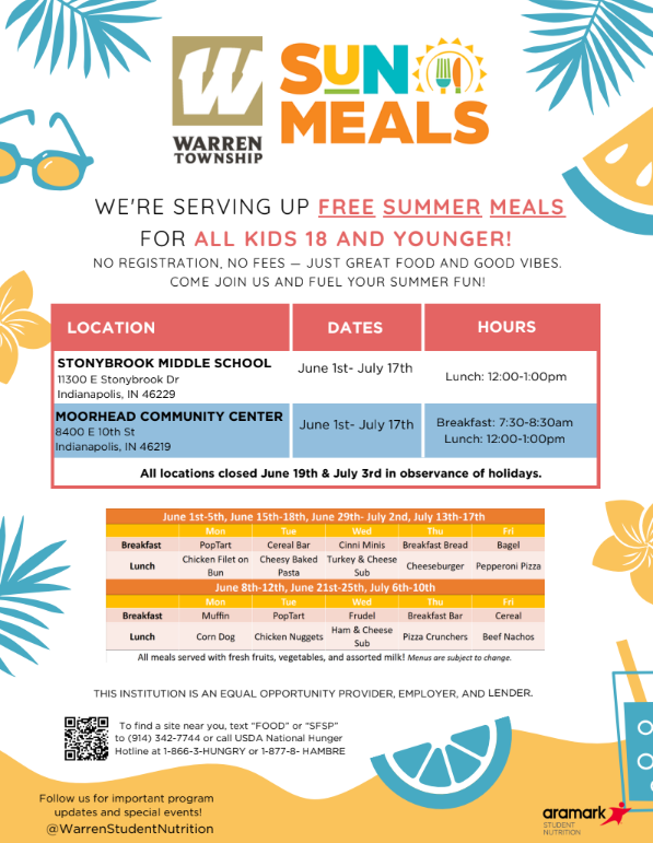 msdwarren's tweet photo. Summer meals are back! Free Meals for all kids 18 and under!⁣
Come join us! #SummerMeals #WarrenWill https://t.co/Q26BNHKDE5 https://t.co/yBH0IbIfkW