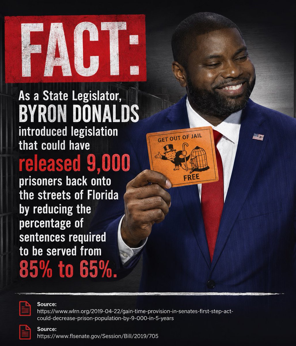 FriendsOfRenner's tweet photo. 🚨Byron Donalds wants to reward criminals. Florida deserves a Governor who backs law enforcement and puts public safety first.

Get the facts at: https://t.co/a7V9KVQL82 https://t.co/OkxBro3IXE
