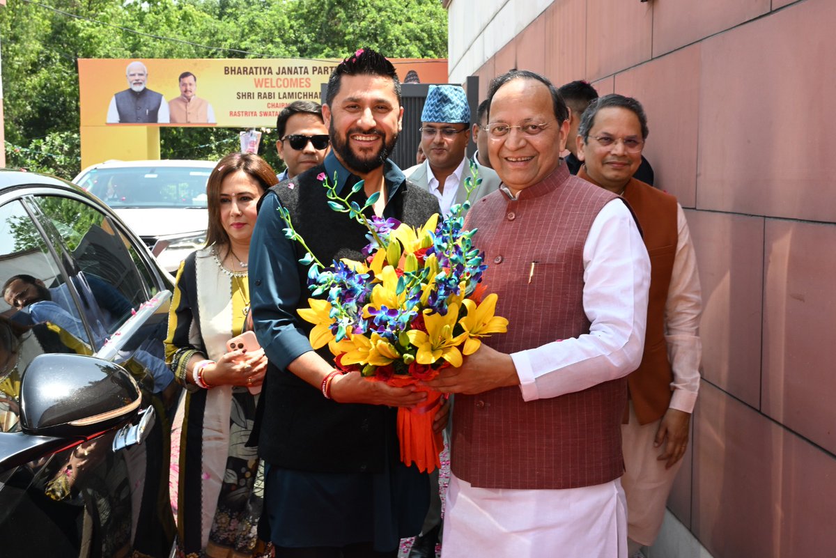 ArunSinghbjp's tweet photo. It was a pleasure to join BJP National President Shri Nitin Nabin ji in welcoming and interacting with Shri Rabi Lamichhane ji, Chairman of the Rastriya Swatantra Party (RSP), Nepal, and the visiting delegation at BJP Headquarters under the KNOW BJP initiative.

The interaction focused on BJP’s organisational structure, membership process, candidate selection, and grassroots outreach, while also exploring ways to further strengthen BJP-RSP party-to-party engagement.

@hamrorabi @party_swatantra @NitinNabin @BJP4India