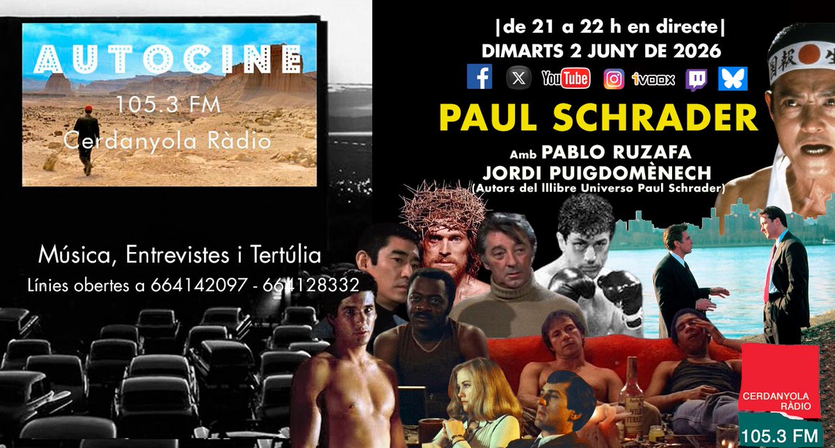 AutoCineCdV's tweet photo. Recordeu, aquesta nit, un nou Auto Cine amb PAUL SCHRADER i el seu cinema diferent, filosòfic i trascendental. https://t.co/DmYeGtamTf