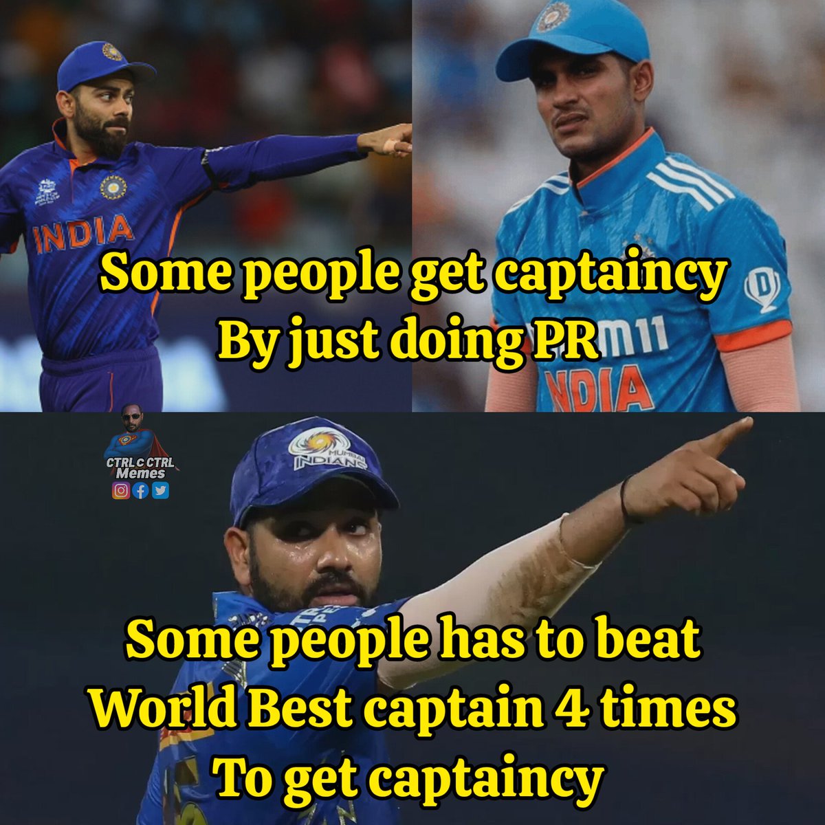 Ctrlmemes_'s tweet photo. Rohit Sharma always proved himself on field but some people just got extra favours!!! https://t.co/Dh1Gwg9iAY