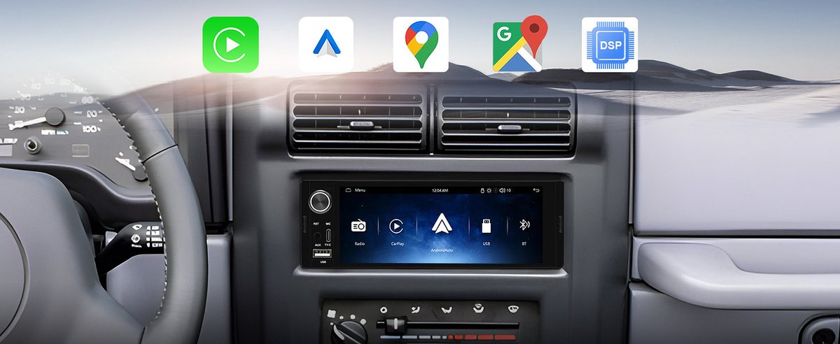 acesvision's tweet photo. 6.36-Inch Standard Single Din Touch Screen Car Stereo With CarPlay/Android auto/BT/USB/Type C/AV in/RCA out,perfect match old school classic car’s radio! https://t.co/FRtZZdJNRk
