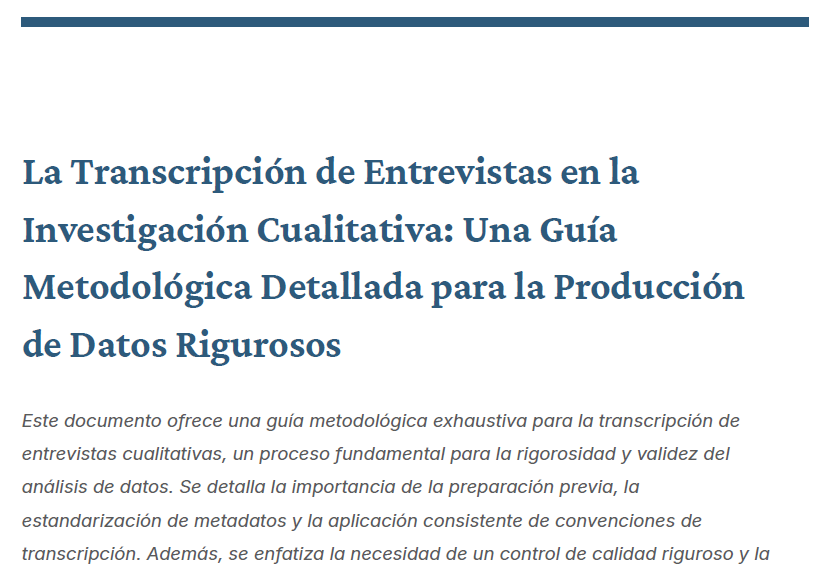 alexis_rebdo's tweet photo. ❗️Procedimientos y estándares para transcripción de entrevistas, gratis en PDF para descargar.

Link: https://t.co/yzcReUuFfs https://t.co/bJrnBuDzOZ