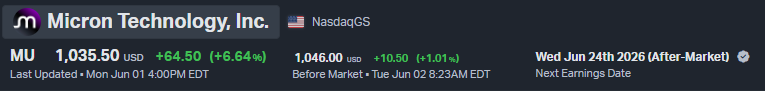 BEEF_FINMARKETS's tweet photo. $MU 
Locked in 💰
#INVST https://t.co/hvjeRsgja1