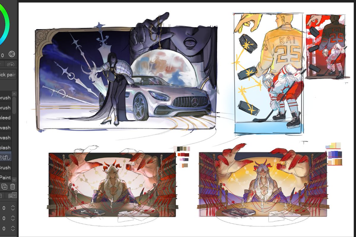 Kokotuo__'s tweet photo. They were right, the mini thumbnails are life-changing 😭 My drawing process is getting easier and fun because I don't need to dwell on the details yet https://t.co/sqKPGycW7E