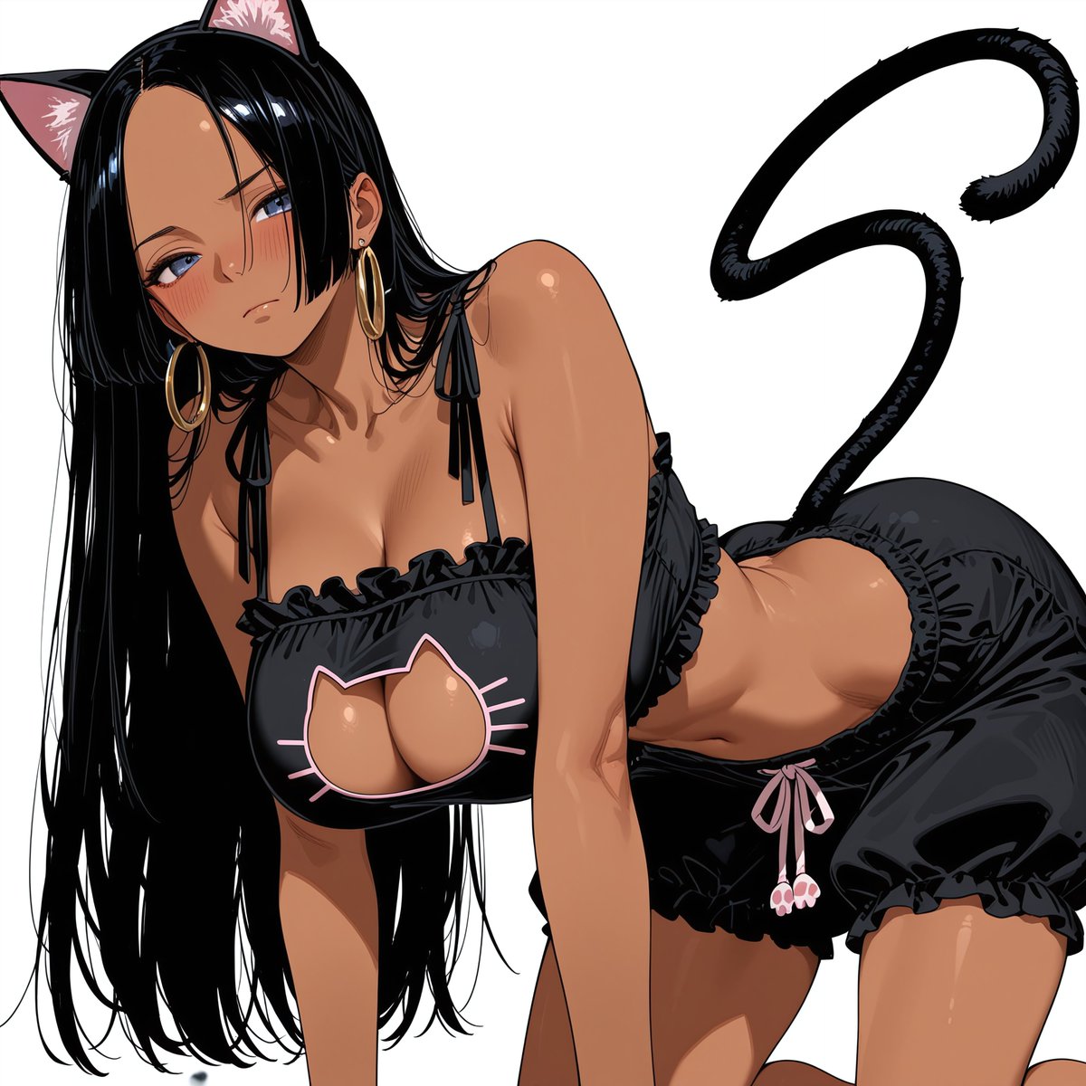 tyobineko_'s tweet photo. 帰り道で猫を見かけて可愛かったので、可愛い女性キャラが猫コスプレのイラストです🐈  

ヤマト、フェルン、ナミ、ハンコック！
 SFW. No nudity, no suggestive intent. https://t.co/GZuy0nJTTe