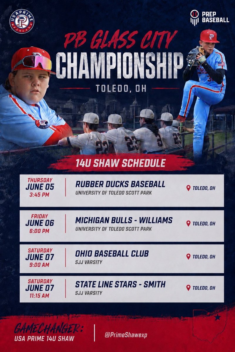 PrimeShawexp's tweet photo. First tournament of the season starts this weekend at the PB Glass City Championship. Time to get back on the field and get to work. ⚾️🔥
@USAPrimeMI @jackshaw1023 @GriffinDeVoogh7 @Coach_Swanson24 
@PBTourney https://t.co/KD3xNWEOq2