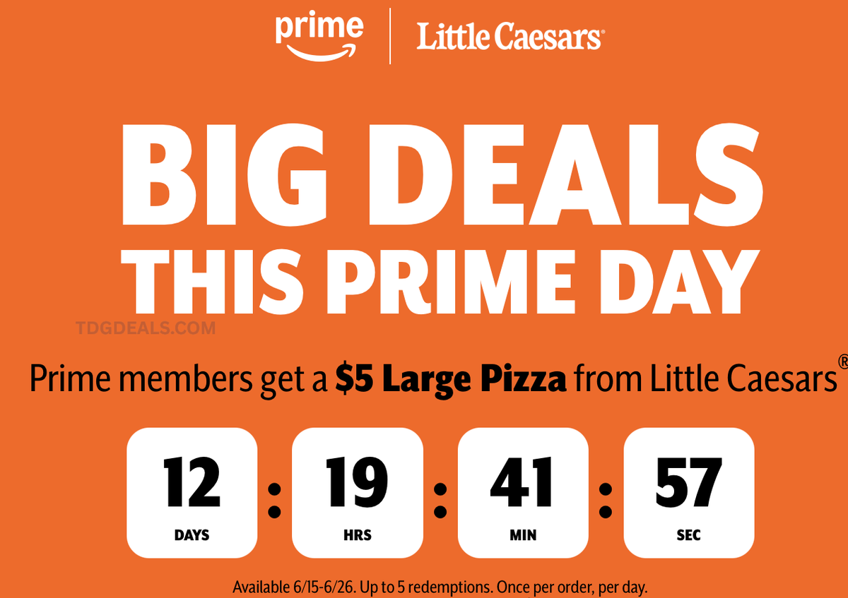 slicksource_'s tweet photo. $5 LARGE PIZZA FOR AMAZON PRIME MEMBERS 🍕🤩

From June 15 to June 26, Amazon Prime members can score a Large Classic Cheese or Pepperoni Pizza from Little Caesars for just $5. You can get up to 5 redemptions per account. Be ready! 

https://t.co/TvIo55FmN4

#ad https://t.co/q6ZEUtYEIW