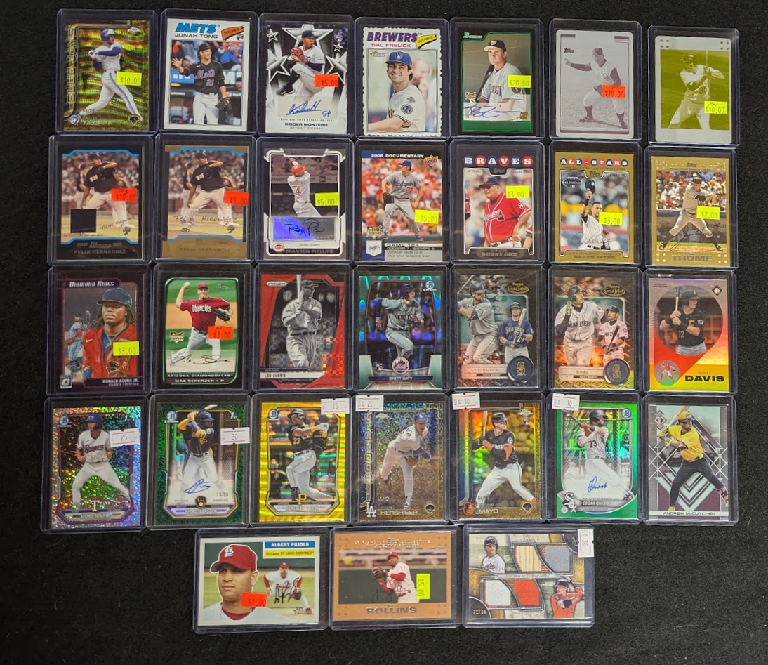 UltraModernBall's tweet photo. Second Chrome MVP buyback trip of the year is complete -- thanks Roman Reigns and SGA! Redeemed $220 (plus another $60) for all these. And I always make sure to grab a solid PC card with the savings. Finally adding a Votto auto to the collection. https://t.co/um0BAeGPHU