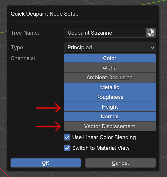 ucupaint's tweet photo. The upcoming #ucupaint 3.0 will have dedicated ‘Height’ and ‘Vector Displacement’ channels, a major milestone! The current Normal channel doubling as bump/VDM has become too complex and has been holding back development, so this change will finally unlock many possibilities! 💪 https://t.co/5TlYUJvU2P