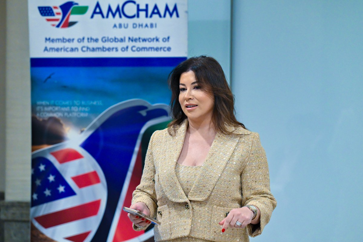 AmChamAbuDhabi's tweet photo. AmCham Abu Dhabi Chairwoman Lina El Labban Lampkin hosted a private dinner on behalf of Palladium Equity Partners Chairman &amp; CEO Marcos Rodriguez, bringing together business leaders to strengthen the U.S.–UAE business relationship.

#USUAEPartnership https://t.co/jKaiZcbs0q
