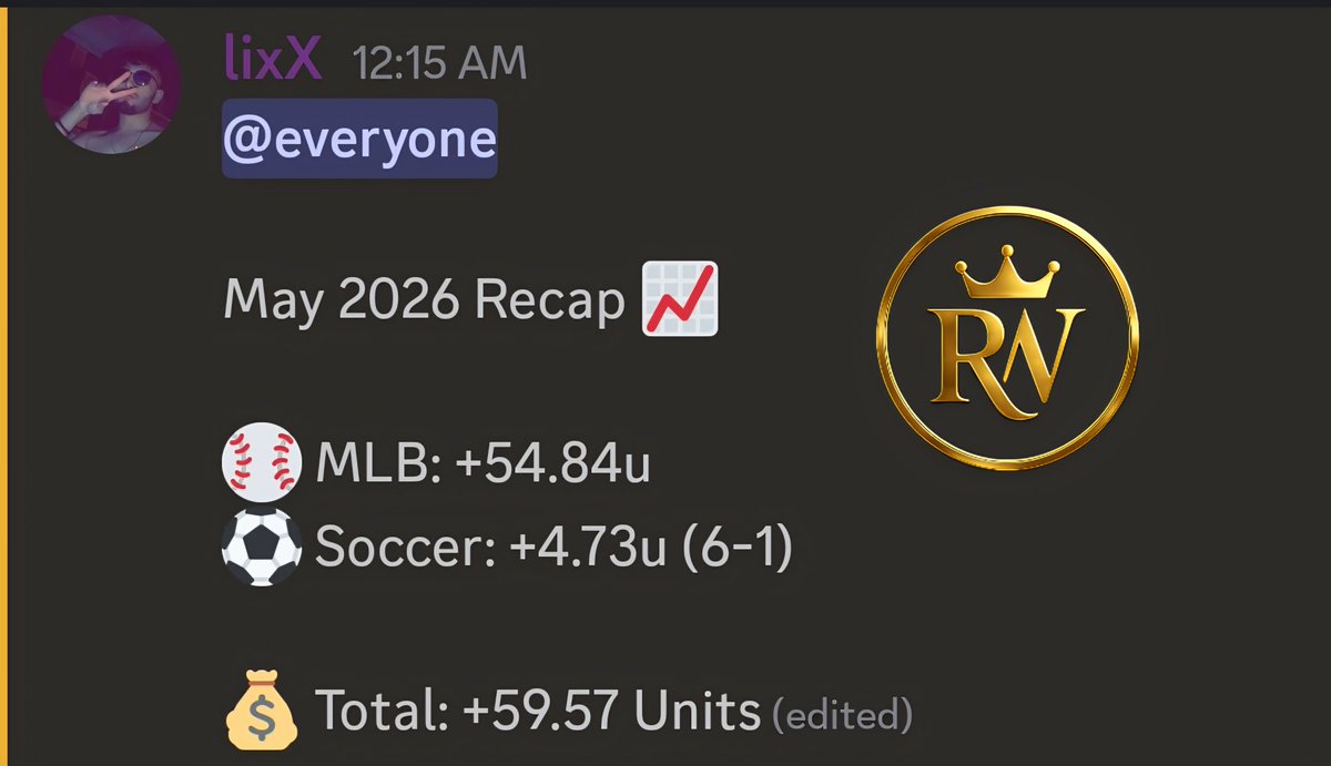 RoyaltyWagers's tweet photo. What a way to start the month! +17units in one day on table tennis!

Oh, and @LixXLocks absolutely cooked the books in May. Almost +60 units in #MLB and #soccer

With dicipline and consistency, you will win with us. 

Use code SUMMER for 33% off a 3 month sub. Link in my bio https://t.co/4blEQfw7tF