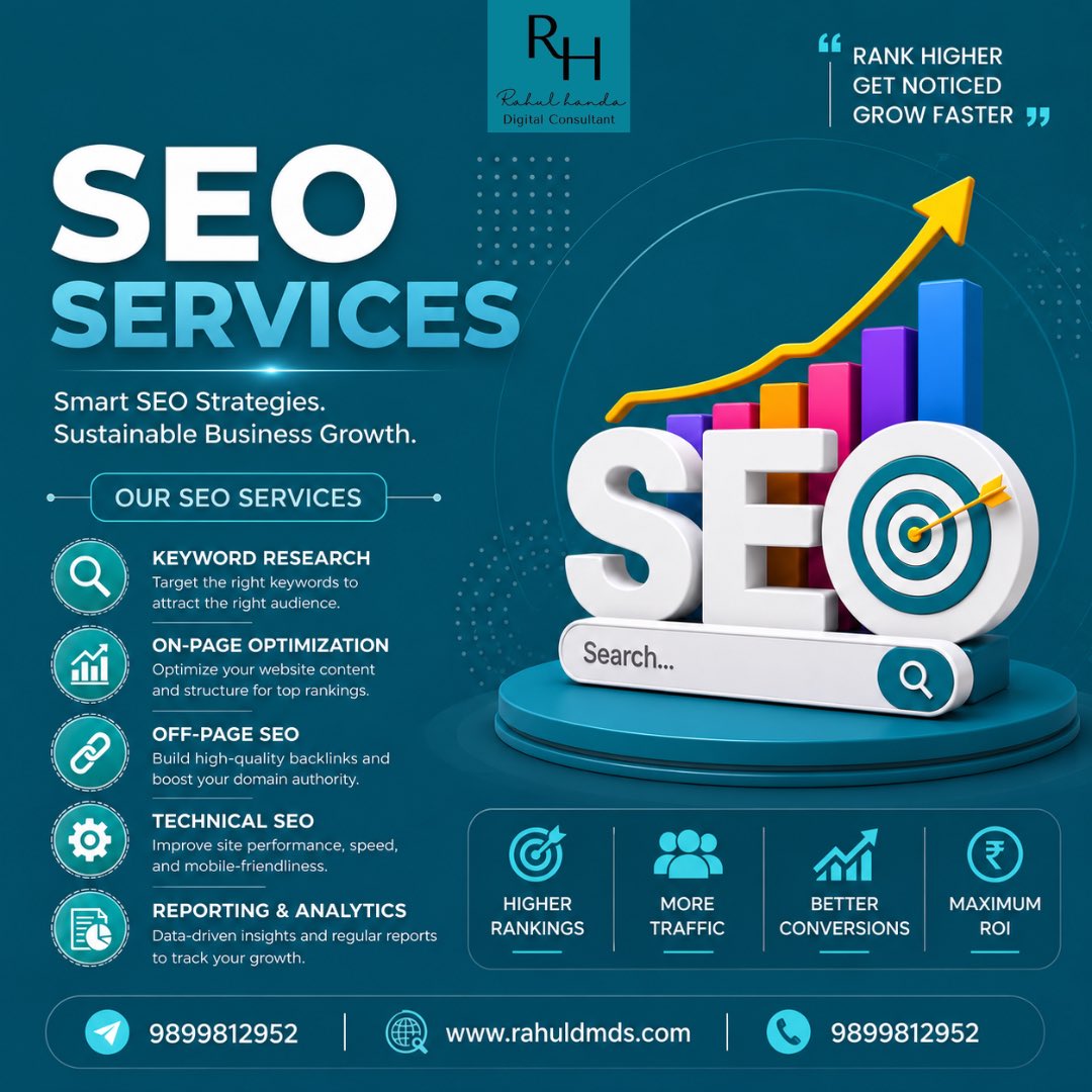 MarketerRahul's tweet photo. 📈 Elevate Your Online Presence with Professional SEO Services!
Grow your business with smart, result-oriented SEO strategies designed to improve rankings, increase website traffic, and maximize conversions. Rahul Handa Digital Consultant helps brands build strong https://t.co/0pgzb7Q4p8