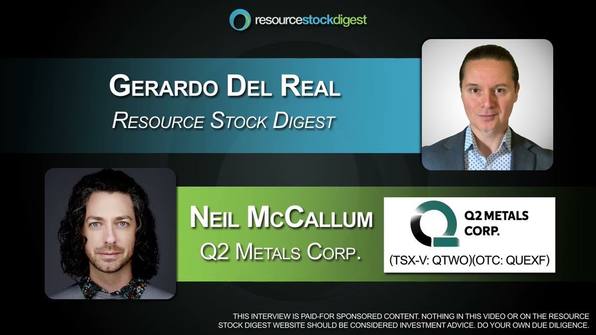 resourcestock_'s tweet photo. Neil McCallum, VP Exploration of Q2 Metals, discusses the Company's recently announced 295 Mt Inferred Lithium Resource at the Cisco Project in Quebec. 🔋 

📈 The conversation covers the newly launched 20,000-metre drill program, pending assay results, metallurgical studies, and plans to advance the project toward a Preliminary Economic Assessment.

🗺️ With the deposit remaining open and exploration continuing across the broader project area, 2026 is shaping up to be an important year for Cisco's development.

Click to watch:
👉 https://t.co/vJ4zeXTXaB

$QTWO.v $QUEXF @RSDigest @nickchodge @Q2Metals #Mining #Lithium