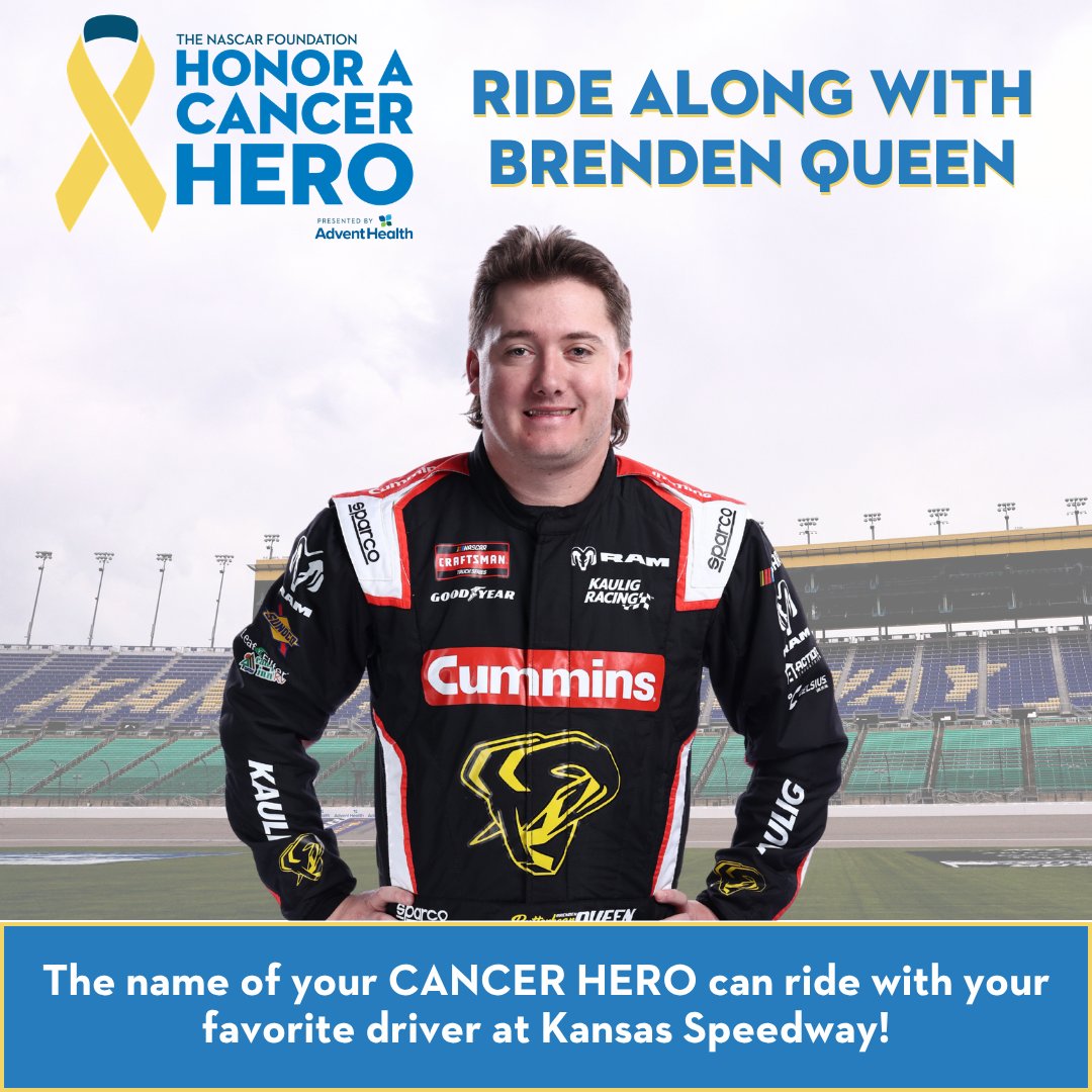 KauligRacing's tweet photo. Honor Your Cancer Hero by having them ride with one of our @RamTrucks drivers at @kansasspeedway!

Bid now ➡ https://t.co/FEWc8TMvXG
@AdventHealth | @NASCAR_FDN | @pristineauction | #HeroesRideAlong https://t.co/Bc7QOXYVMB