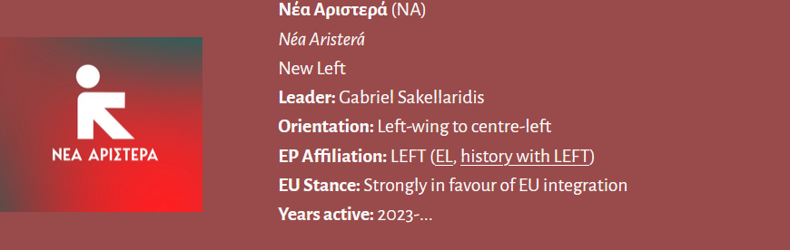 Greece's Nea Aristera Party Hits Record Low in Polls