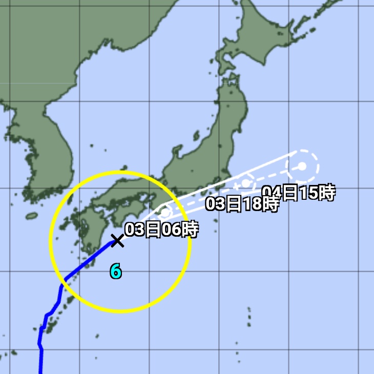 hig_'s tweet photo. 勢力は弱まっているが、前方に前線があるのか。そして、台風は3日未明に紀伊半島に超接近か。 https://t.co/ygT4ORzxRy