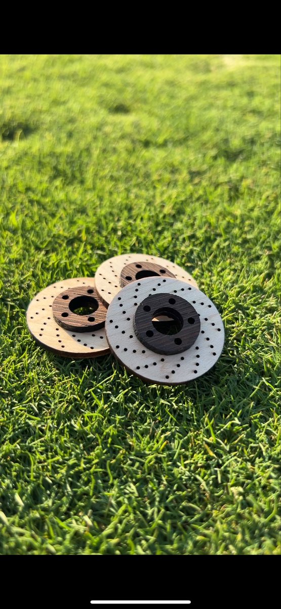 knottygolf's tweet photo. I have a few left of these brake rotor ball markers made from Wenge and hard maple woods. Fully slotted and ready to stop you from three putting. $12 shipped to your door. If you want a few I'll give you a discount code for $10 each if you order 2+. https://t.co/Mw3wS9NyrE