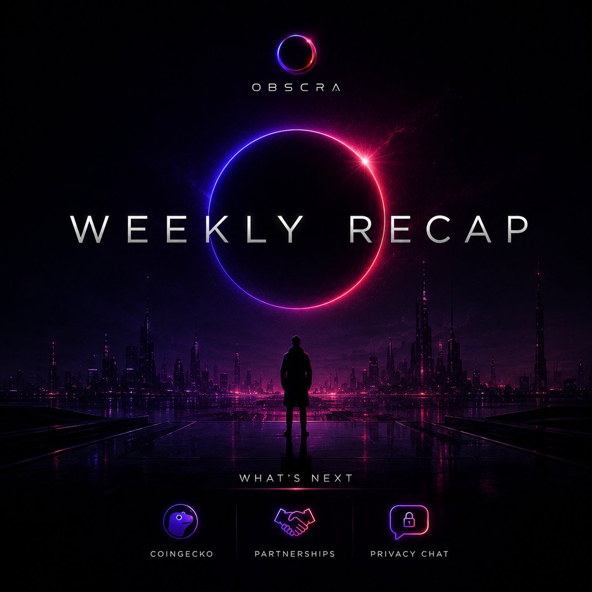 Obscra_void's tweet photo. 👁️ Weekly Recap 
What We Shipped & What's Next

The last 7 days have been focused on one thing:

Building.

Here's a quick recap of what has been delivered across the Obscra ecosystem.

✅ Security improvements shipped

• Reentrancy protection on settlement flows • Frontrun resistant initialization logic • Listing metadata size guards • Anti malware upload protection before encryption and storage • Fee calculation precision improvements

✅ Marketplace improvements

• Wallet Activity Timeline • Improved protocol efficiency • Better validation and upload handling

✅ Infrastructure

• GitHub architecture and repositories updated publicly • Continued development transparency • Public commits shipped daily

✅ Ecosystem

• 1% $OBX accumulated through buybacks and locked • Continued reinvestment into the ecosystem • Marketplace activity continues to grow

🔄 Next Week

The focus shifts from foundation building to expansion.

📈 CoinGecko

We're continuing the process of increasing ecosystem visibility and accessibility through major tracking platforms, including CoinGecko.

🤝 Strategic Partnerships

We're actively working with several projects regarding partnerships and utility integrations.

Why?

Because infrastructure becomes significantly more valuable when connected to other ecosystems.

The goal isn't simply exposure.

The goal is creating real utility, new distribution channels, and additional use cases for the infrastructure we're building.

💬 New Marketplace Feature

Next week we'll begin rolling out:

Privacy Chat (Beta)

End to end encrypted wallet to wallet messaging directly inside the ecosystem.

No email. No username. Just wallets communicating privately.

More infrastructure. More integrations. More utility.

Build. Ship. Improve.

Operate Unseen. 👁️