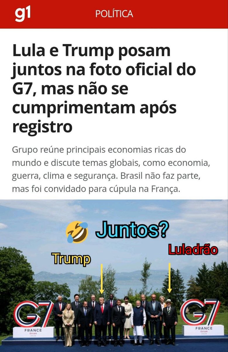 despertatocando's tweet photo. @reporterenato Alguém alertou o Lula pra não pisar no pé do Trump? Eles estão muito juntos mesmo. https://t.co/7izsvdFPgw