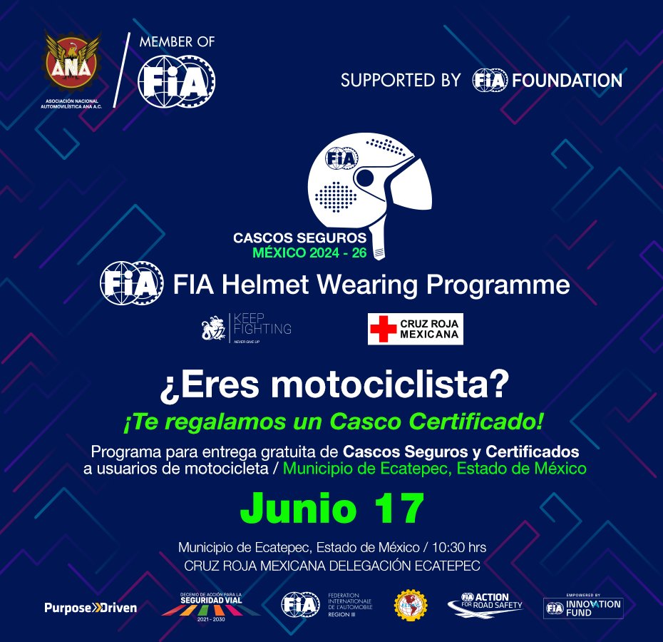 ANA_FIAmx's tweet photo. Programa de entrega de Cascos Seguros y Certificados a motociclistas en el Municipio de Ecatepec, Estado de México / 17 de Junio / Cruz Roja Mexicana Delegación Ecatepec.
Registro: https://t.co/sri7cgbex8 https://t.co/MURR9sLHf3