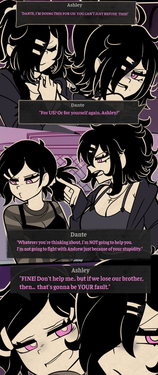 Starvsper's tweet photo. "Jealous Twin-Sisters" (3/???)
(Open the image if necessary) 

Dante acts like she's not going to help her sister, but she eventually will. 

----- REUPLOADED BTW -----

#thecoffinofandyandleyley #tcoaaloc #ashleygraves #andrewgraves #yumeshipp #ocxcanon https://t.co/NMsovpvAYs
