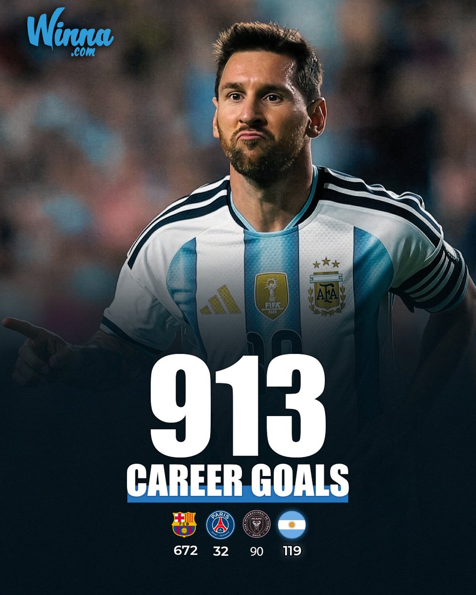 WinnaFC's tweet photo. 🚨| WORLD RECORD: Messi has now become the fastest player to score 913 career goals.🐐 https://t.co/KwaWkodSl4