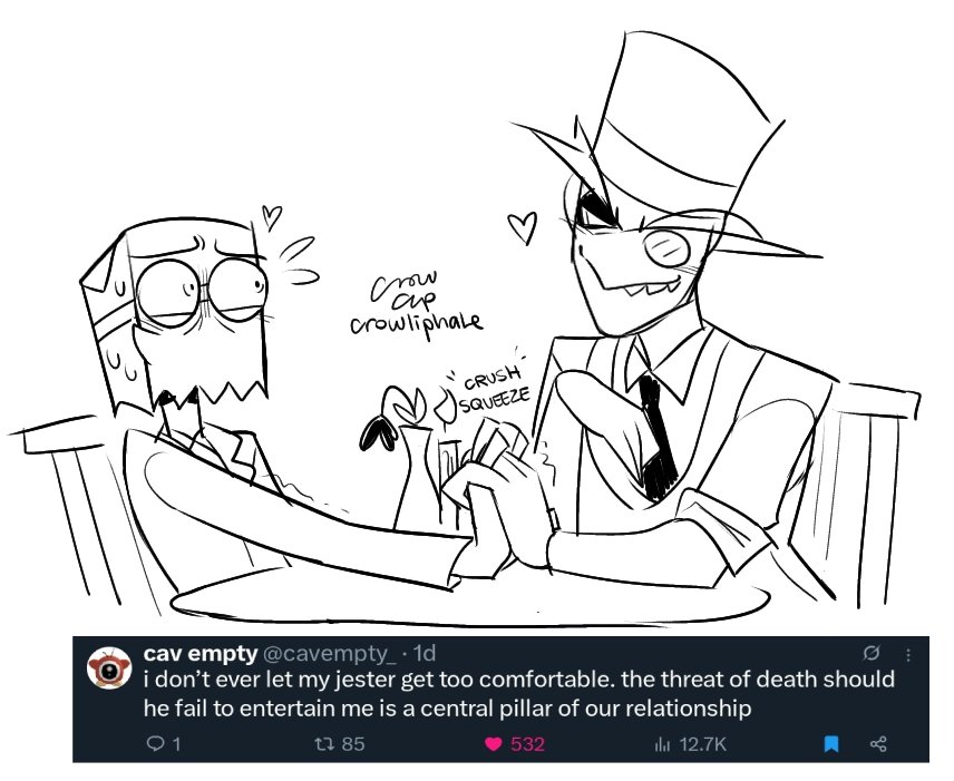 crowliphale's tweet photo. Shitpost doodles #paperhat #villainous https://t.co/2InfCFrukO