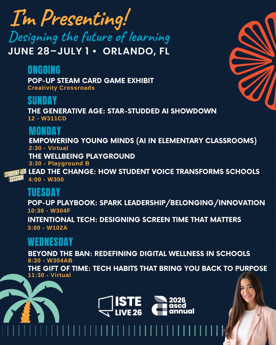 AlanaWinnick's tweet photo. Crazy that @ISTE_ASCD @ASCD is almost here! Looking forward to seeing so many familiar faces, meeting new people, and having lots of great conversations along the way. If you're in Orlando, come find me and say hello!! https://t.co/bViTDCGvrc