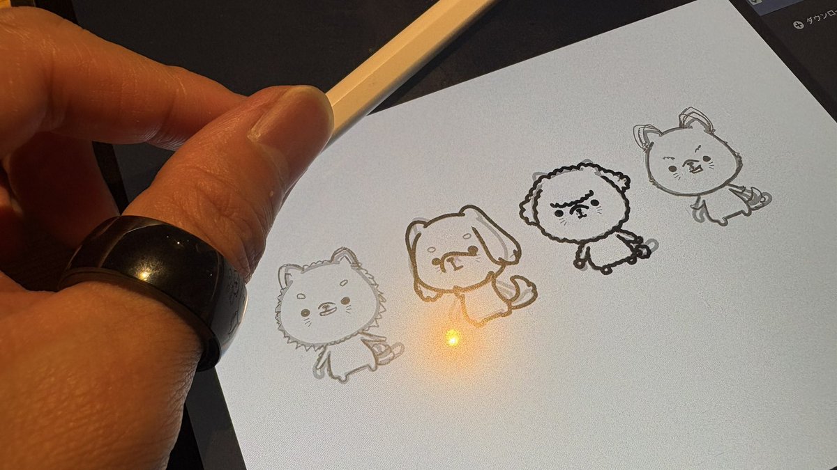 illustrator_kat's tweet photo. うちの子ワンちゃんシリーズ作ろうと思って描き始めたけど、このタッチの制約で描こうとするとなかなか難易度が🤣 https://t.co/s3yIeslQel