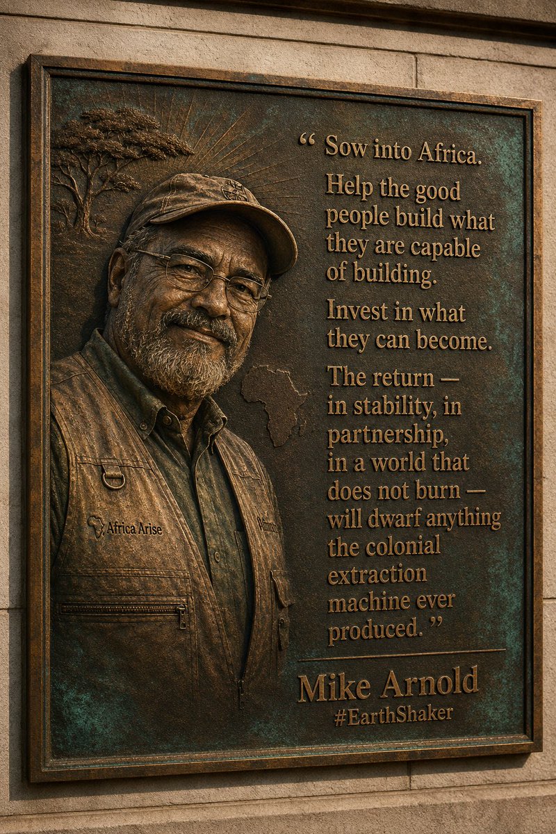 MikeArnoldTruth's tweet photo. “Sow into Africa. Help the good people build what they are capable of building. Invest in what they can become. The return — in stability, in partnership, in a world that does not burn — will dwarf anything the colonial extraction machine ever produced.”

-#EarthShaker Mike Arnold